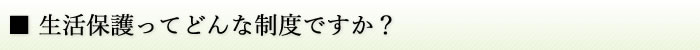 生活保護ってどんな制度ですか？